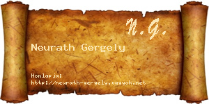 Neurath Gergely névjegykártya